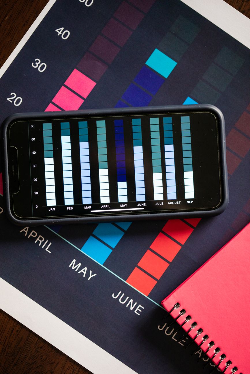 Tela de analytics de marketing digital no celular